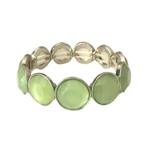 Handmade Light Green Beaded Silver Bracelet